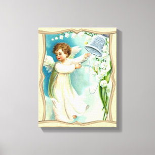 Baby Angel With Blue Bell Canvas Print