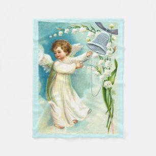 Baby Angel With Blue Bell Fleece Blanket