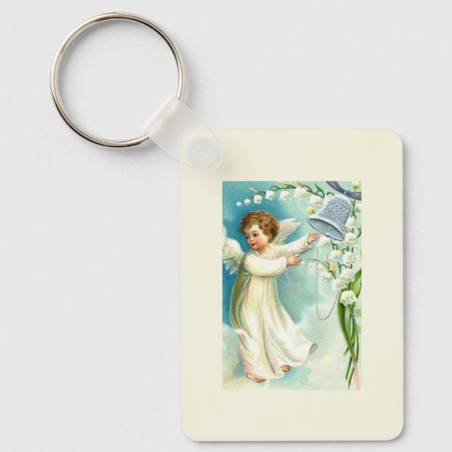 Baby Angel With Blue Bell  Key Ring (Front)
