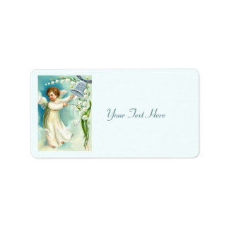 Baby Angel With Blue Bell Label