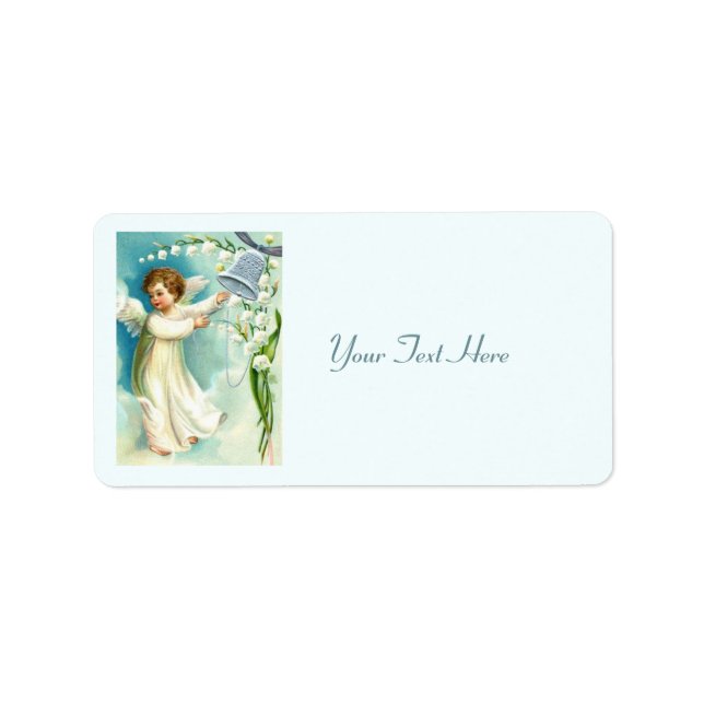 Baby Angel With Blue Bell Label (Front)