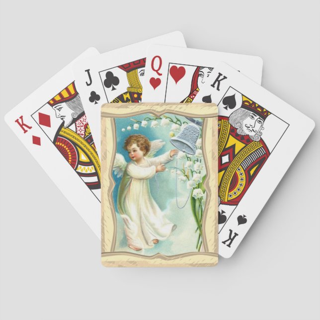 Baby Angel With Blue Bell Playing Cards (Back)