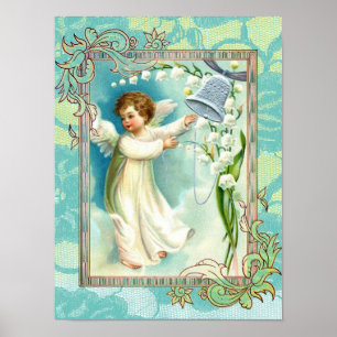 Baby Angel With Blue Bell Poster