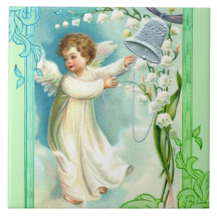 Baby Angel With Blue Bell Tile