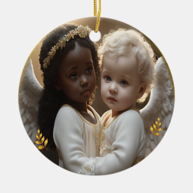 baby angels ceramic tree decoration (Front)