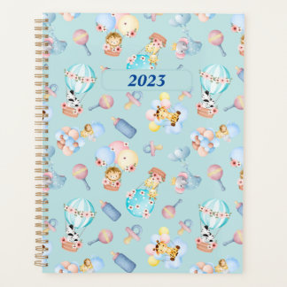 Baby Animal Balloon Toys Blue Themed Personalised Planner