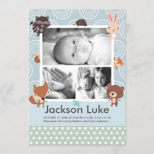 Baby Animal Boy Photo Birth Announcements
