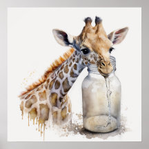 Baby Animal for Nursery, Cute giraffe poster