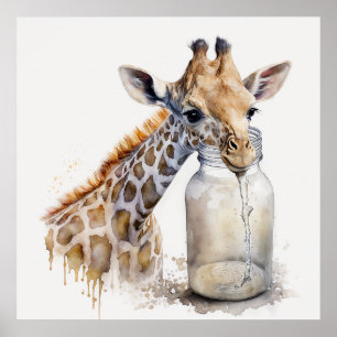 Baby Animal for Nursery, Cute giraffe poster