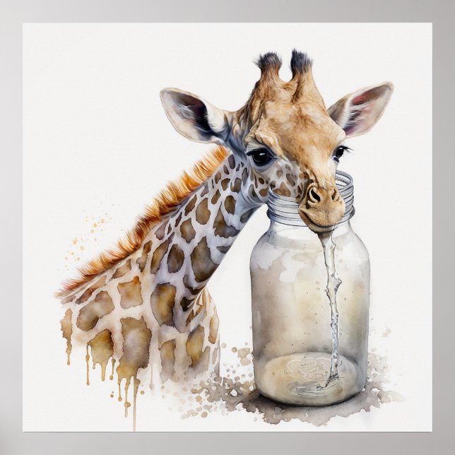 Baby Animal for Nursery, Cute giraffe poster (Front)