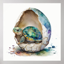 Baby Animal for Nursery, Cute turtle poster