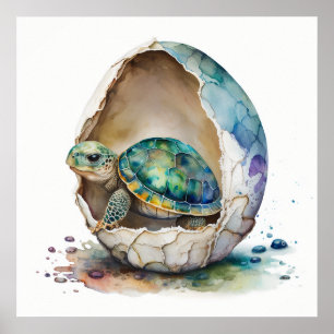 Baby Animal for Nursery, Cute turtle poster