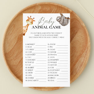 Baby Animal Game Wild One Safari Baby Shower Flyer