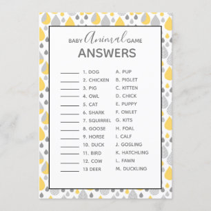 Baby animal games Baby Shower grey/ yellow Invitation
