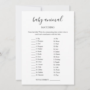 Baby Animal Matching Game Card