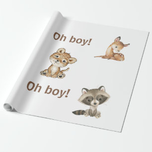 Baby Animal Oh Boy Baby Shower  Wrapping Paper