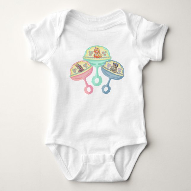 Baby Animal Rattle Bodysuit (Front)