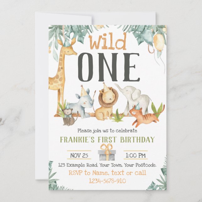 Baby Animal Safari Invitation (Front)
