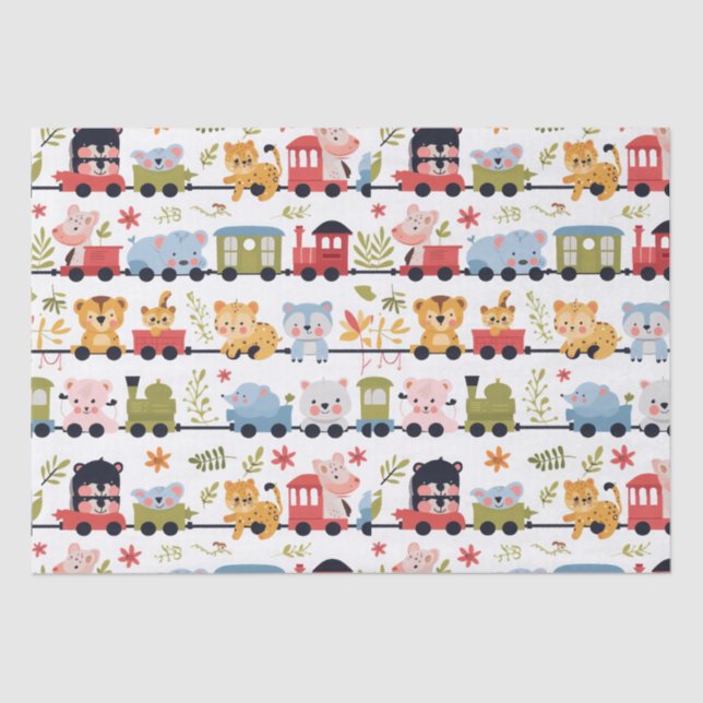 Baby Animal Train Tissue Paper (Front)