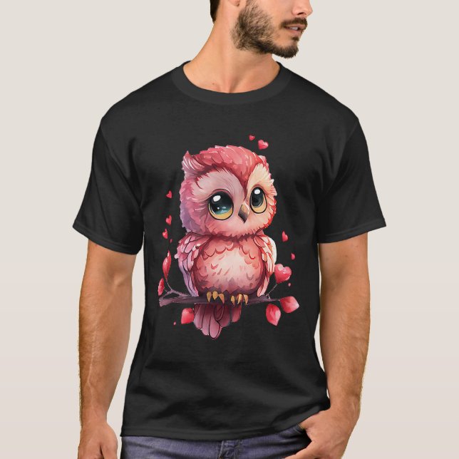 Baby Animal Valentine's Day Animal   Animal Owl T-Shirt (Front)