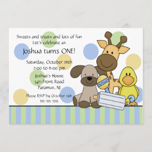Baby Animals 1st Birthday Party Invitation