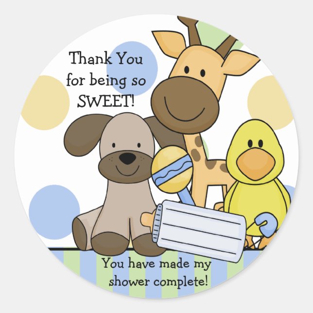 Baby Animals Baby Shower Sticker (Front)
