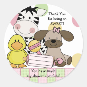 Baby Animals Baby Shower Sticker