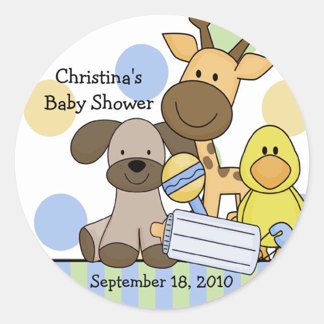 Baby Animals Baby Shower Sticker (Front)