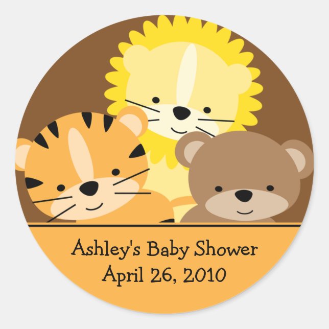 Baby Animals Baby Shower Sticker (Front)