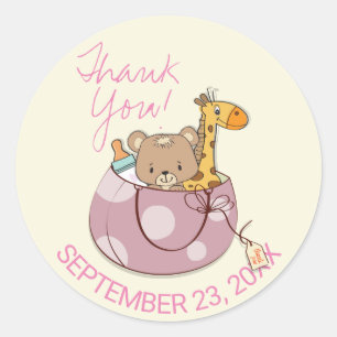 Baby Animals Baby Shower Thank You Classic Round Sticker