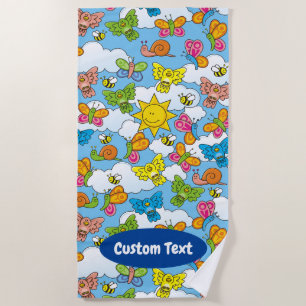 Baby Animals Background Beach Towel
