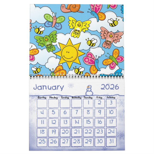 Baby Animals Background Calendar (Jan 2026)