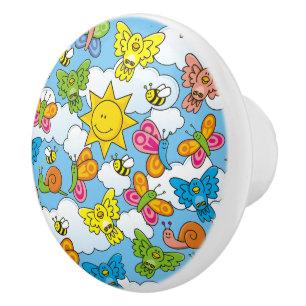 Baby Animals Background Ceramic Knob