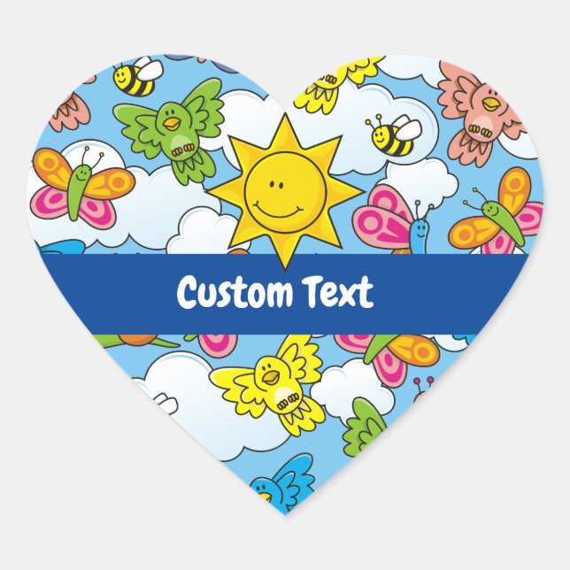 Baby Animals Background Heart Sticker (Front)