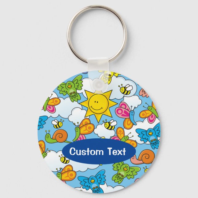 Baby Animals Background Key Ring (Front)