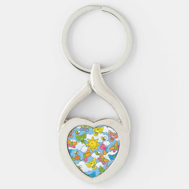 Baby Animals Background Key Ring (Front)