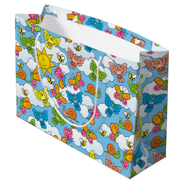 Baby Animals Background Large Gift Bag (Back Angled)