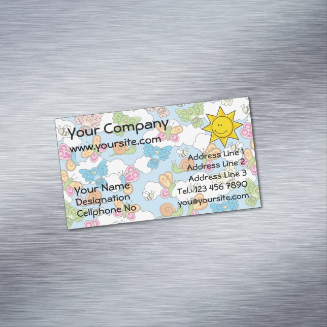 Baby Animals Background Magnetic Business Card (In Situ)