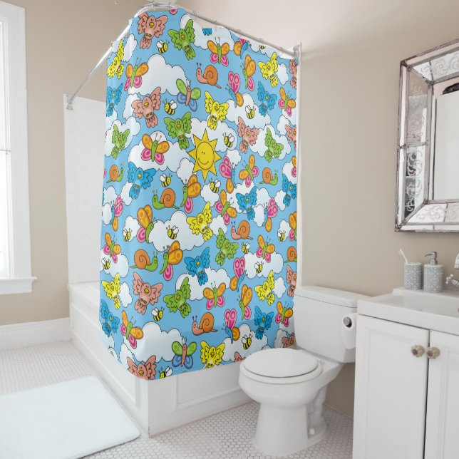 Baby Animals Background Shower Curtain (In Situ)
