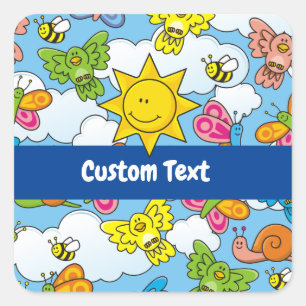 Baby Animals Background Square Sticker