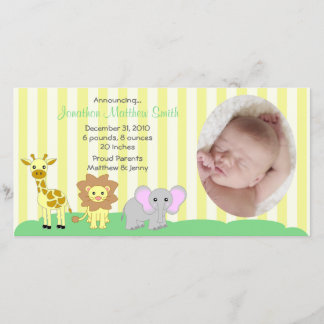 Baby Animals Birth Announcements Photo Card