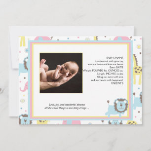 Baby Animals Blue Lion Baby Announcement