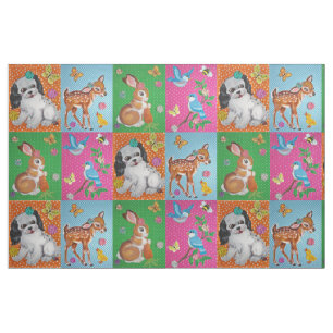 Baby Animals Fabric for Baby, Child Vintage Look