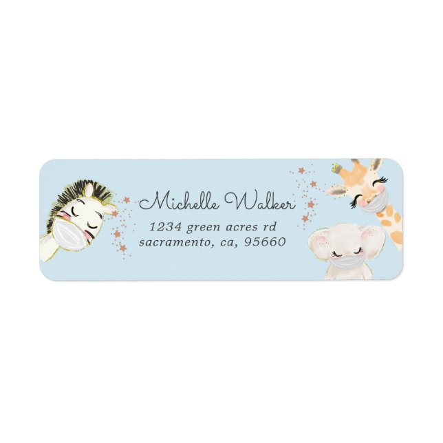 baby animals face masks cute return address (Front)