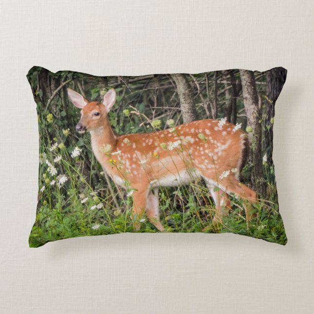 Baby Animals Fawn Deer Forest Accent Pillow (Front)