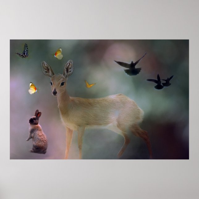 Baby animals forest fantasy poster (Front)