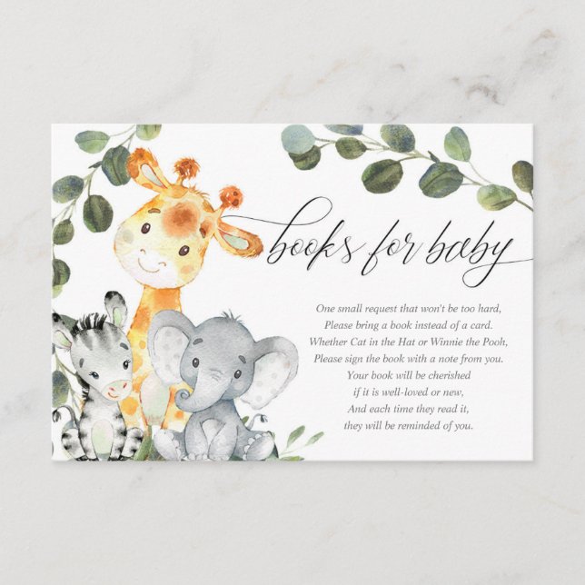 Baby animals gender neutral safari books for baby enclosure card (Front)