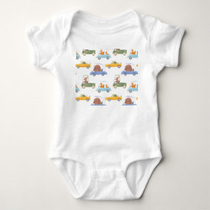Baby animals: hand-drawn watercolor pattern. bodysuit
