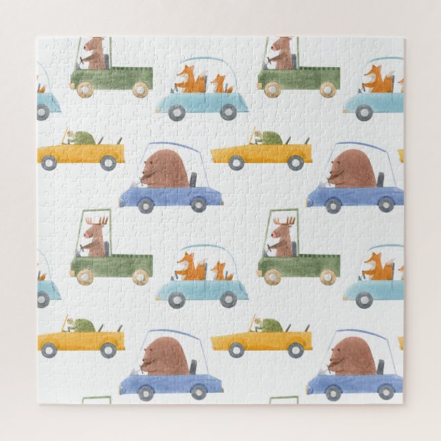 Baby animals: hand-drawn watercolor pattern. jigsaw puzzle (Vertical)