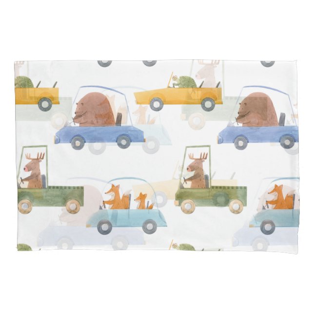 Baby animals: hand-drawn watercolor pattern. pillowcase (Front)